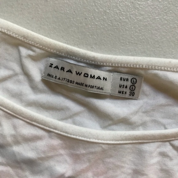Zara Woman size large white boatneck tee with short slit tulip sleeve - Picture 6 of 7